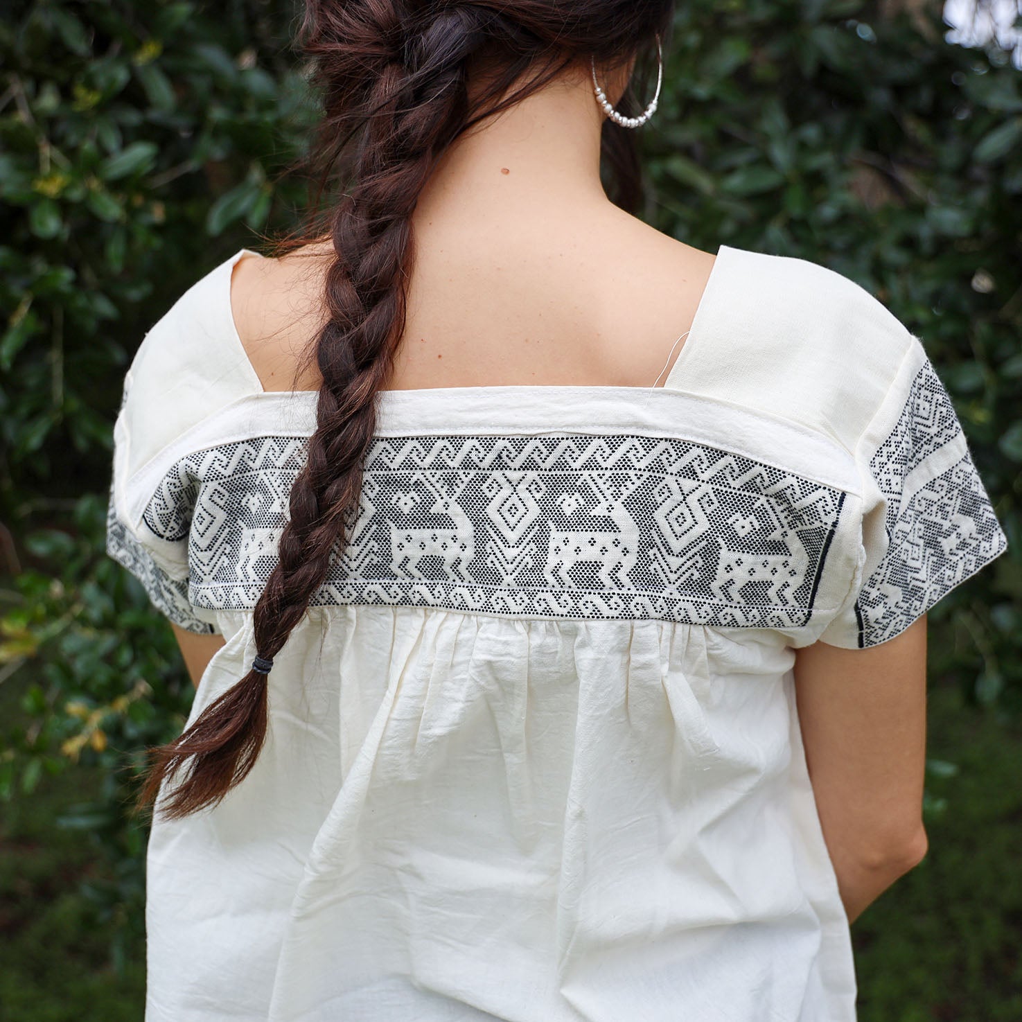 Puebla Embroidered Square-Neck Manta Blouse