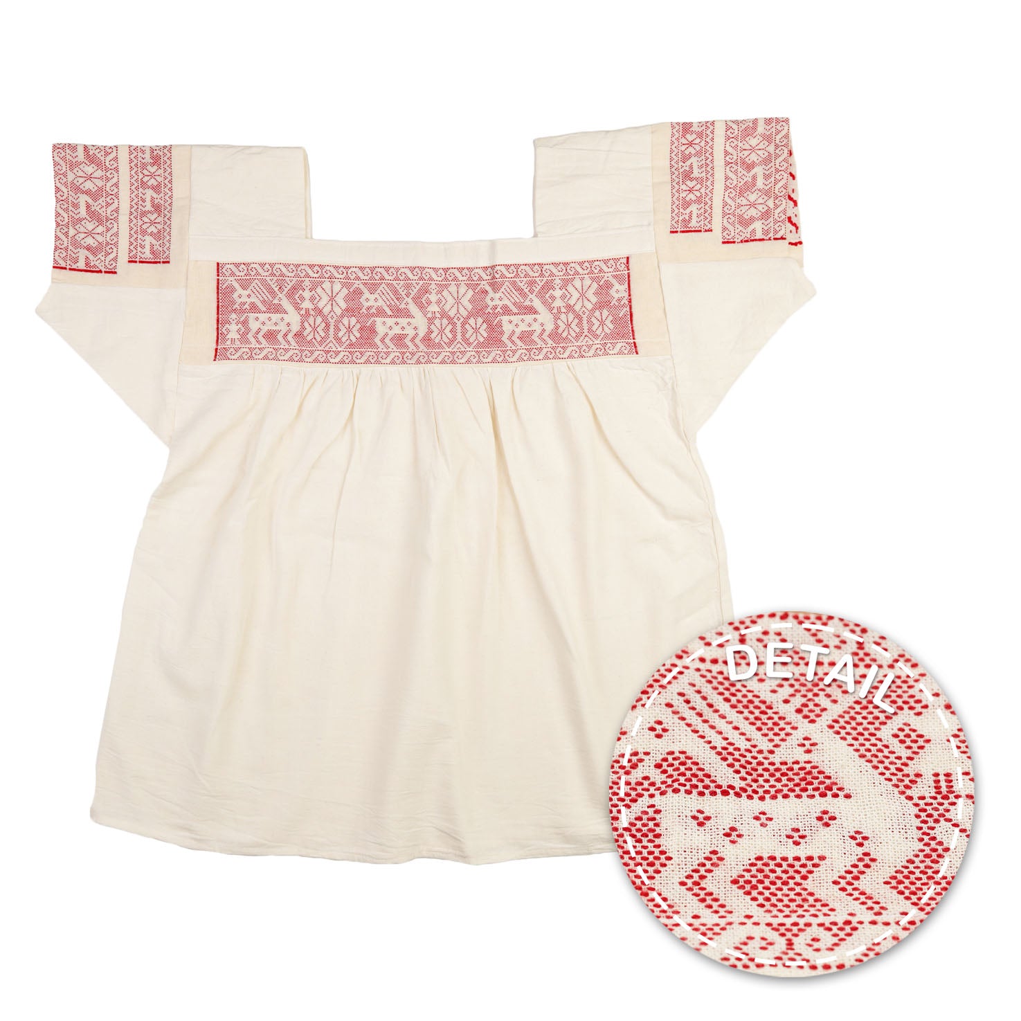 Puebla Embroidered Square-Neck Manta Blouse