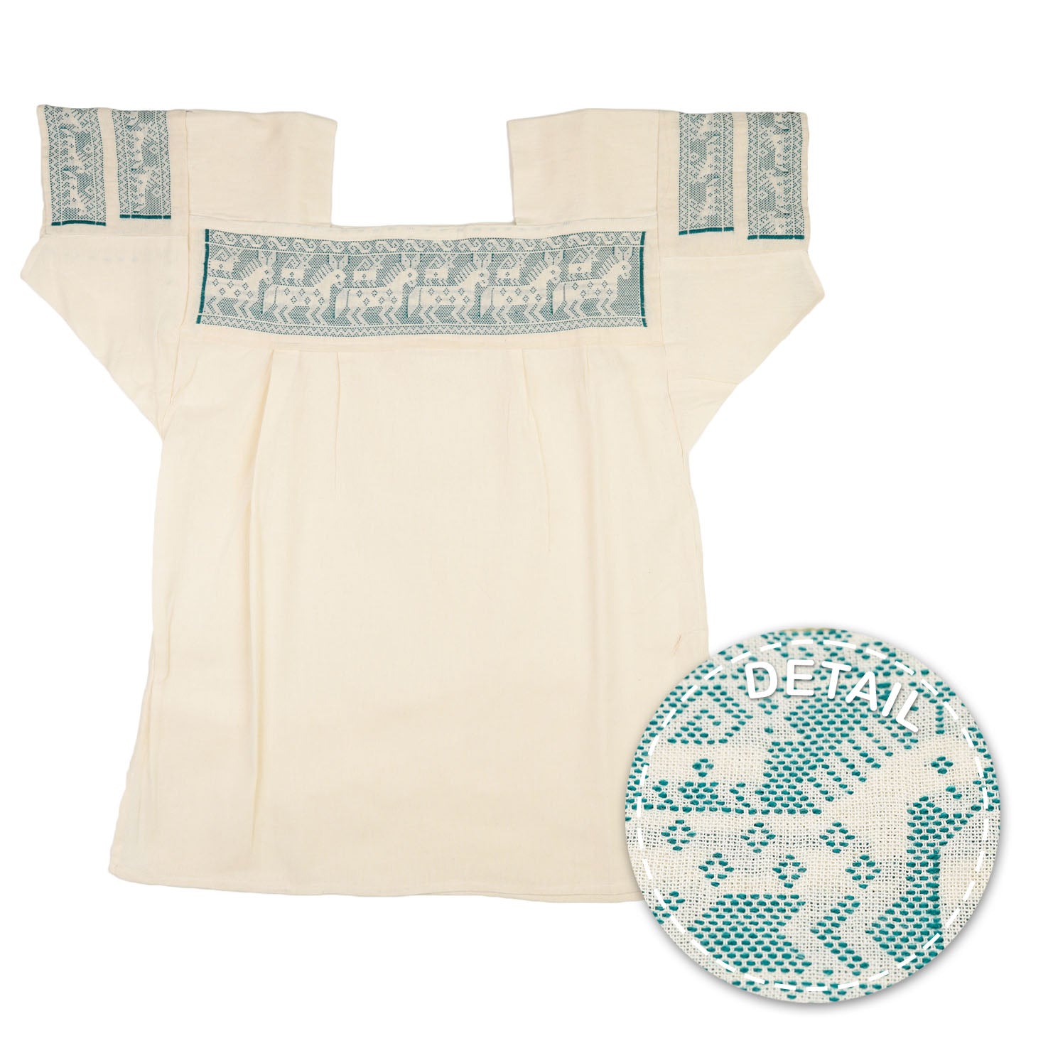 Puebla Embroidered Square-Neck Manta Blouse