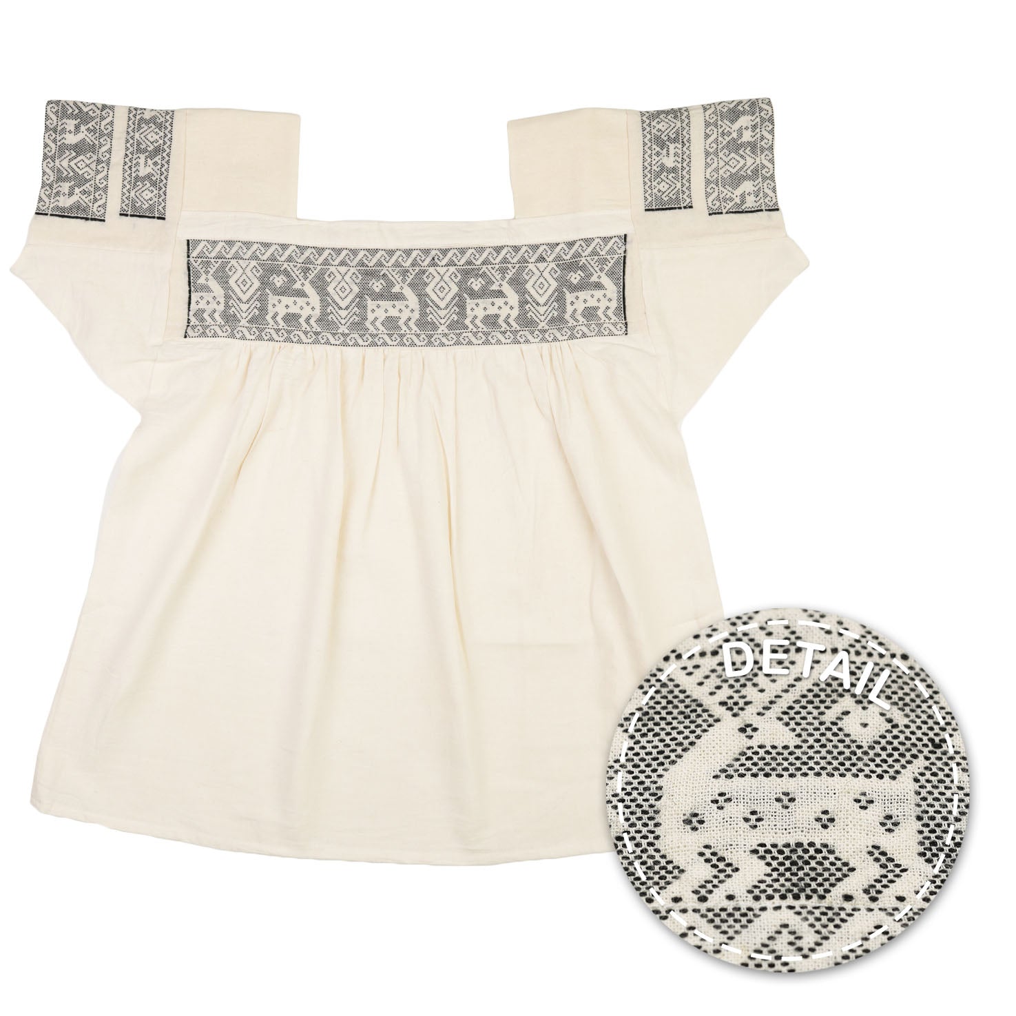 Puebla Embroidered Square-Neck Manta Blouse