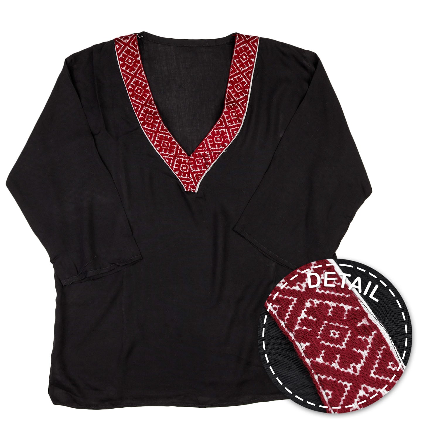 Puebla Modern Embroidered V-Neck Blouse