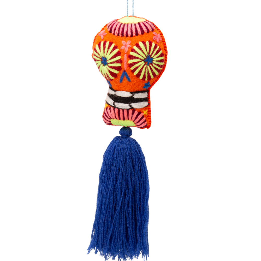 Sugar Skulls Pom Poms with Vibrant Tassel