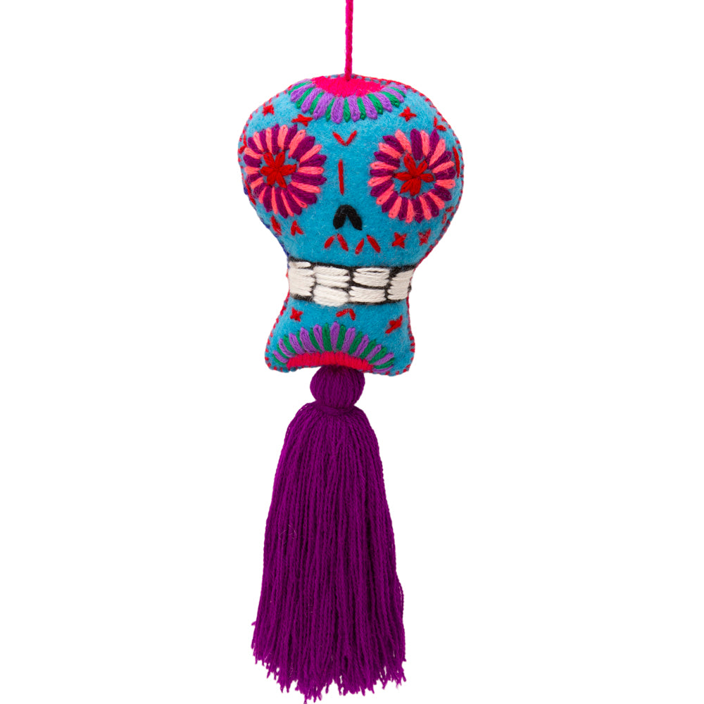 Sugar Skulls Pom Poms with Vibrant Tassel