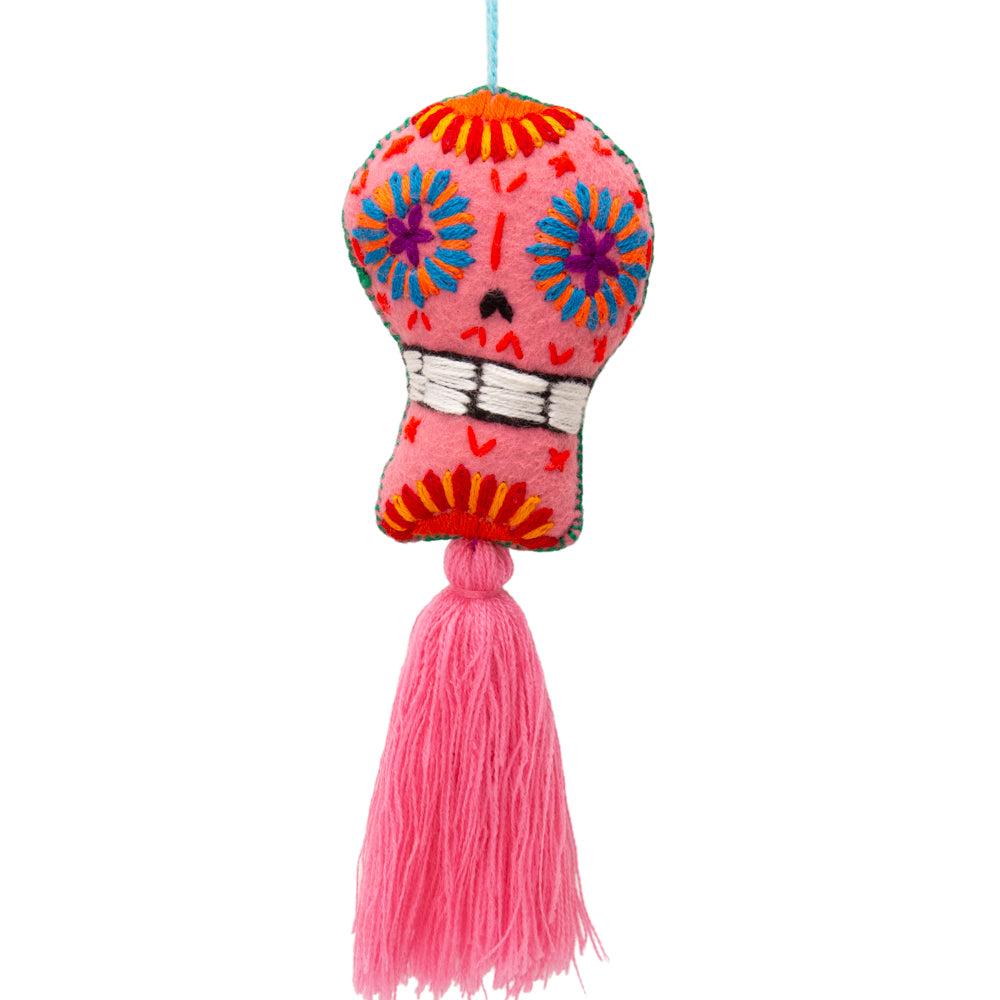 Sugar Skulls Pom Poms with Vibrant Tassel