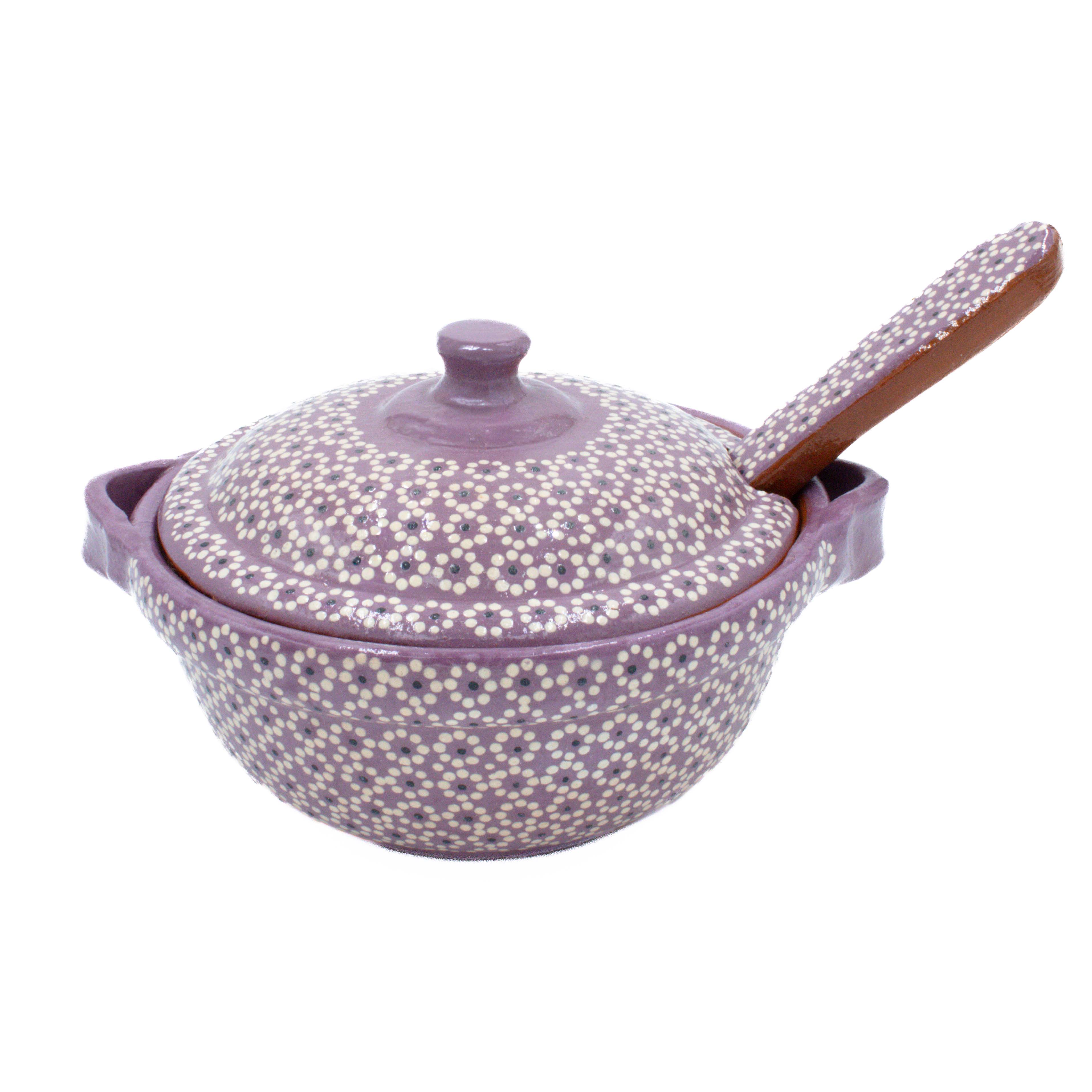 Capula Small Clay Cazuelita with Matching Lid and Spoon