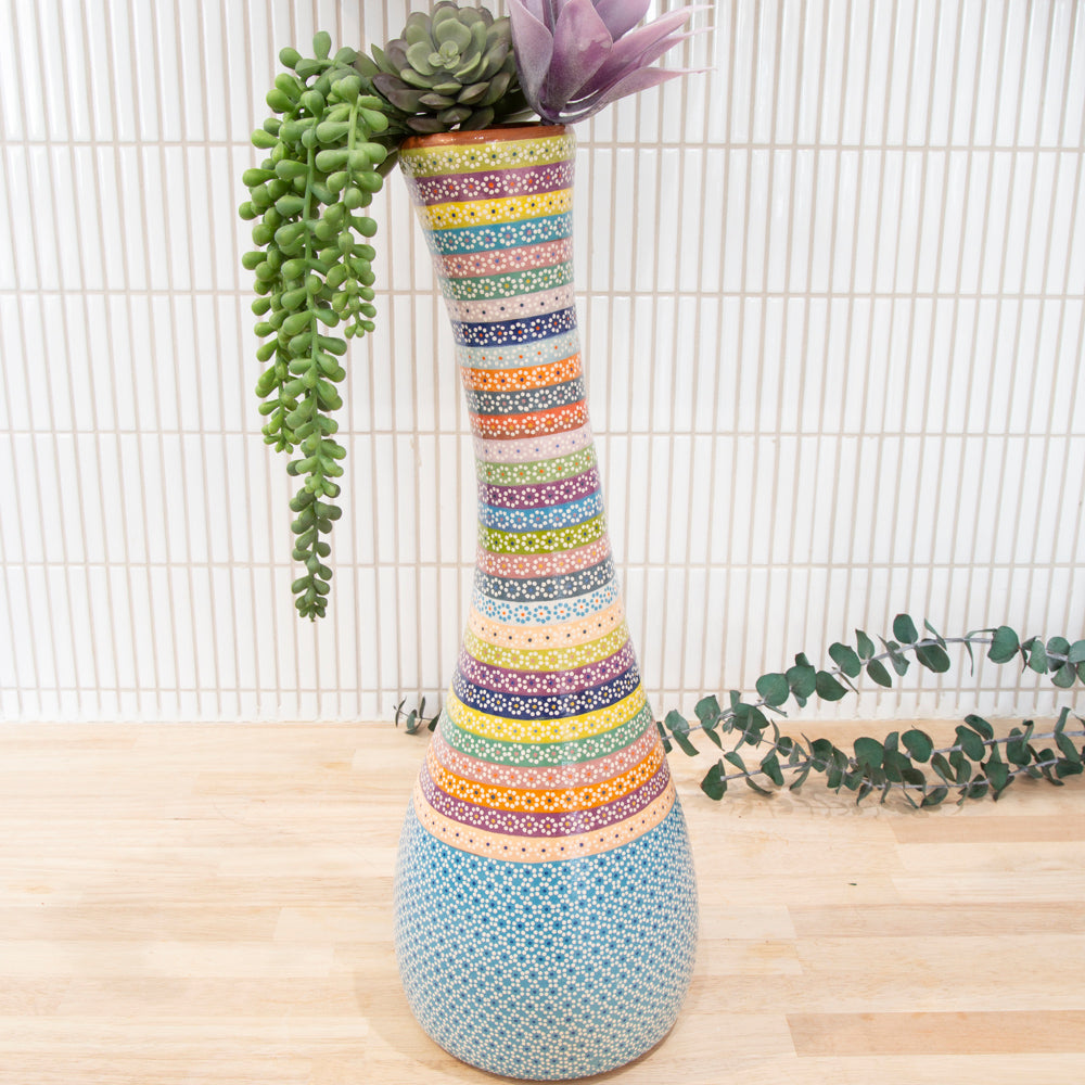 Capula Clay Decorative Bent Side Neck Vase