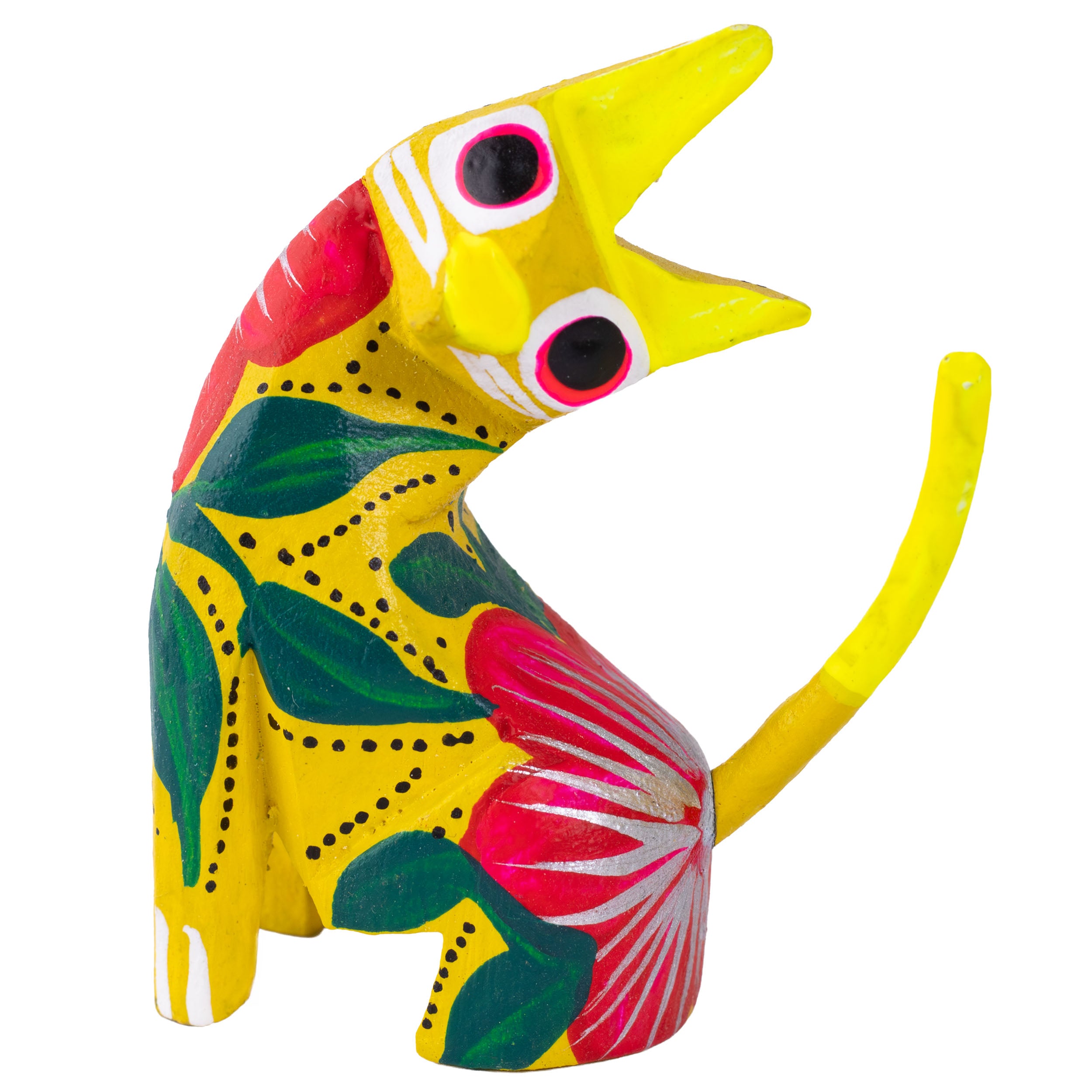Hand Painted Neck Side Bend Cat Wooden Figurine