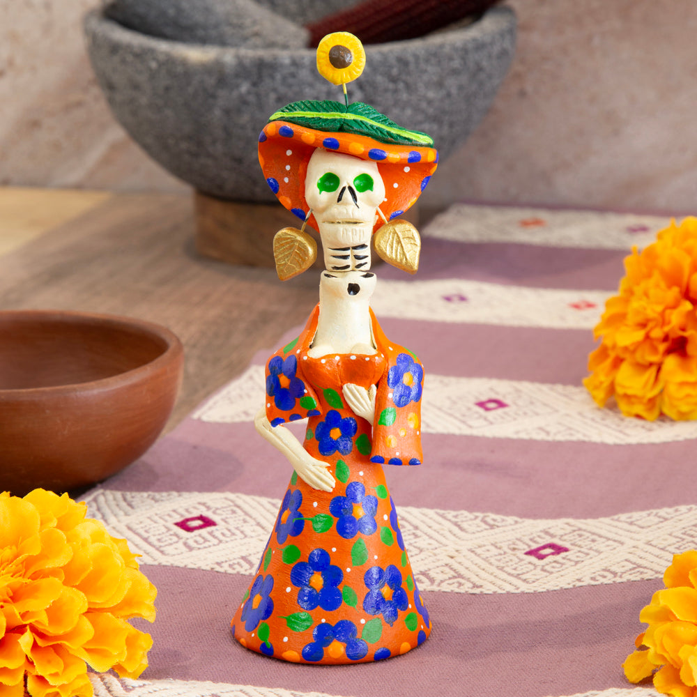 Metepec Catrina Clay Sculpture