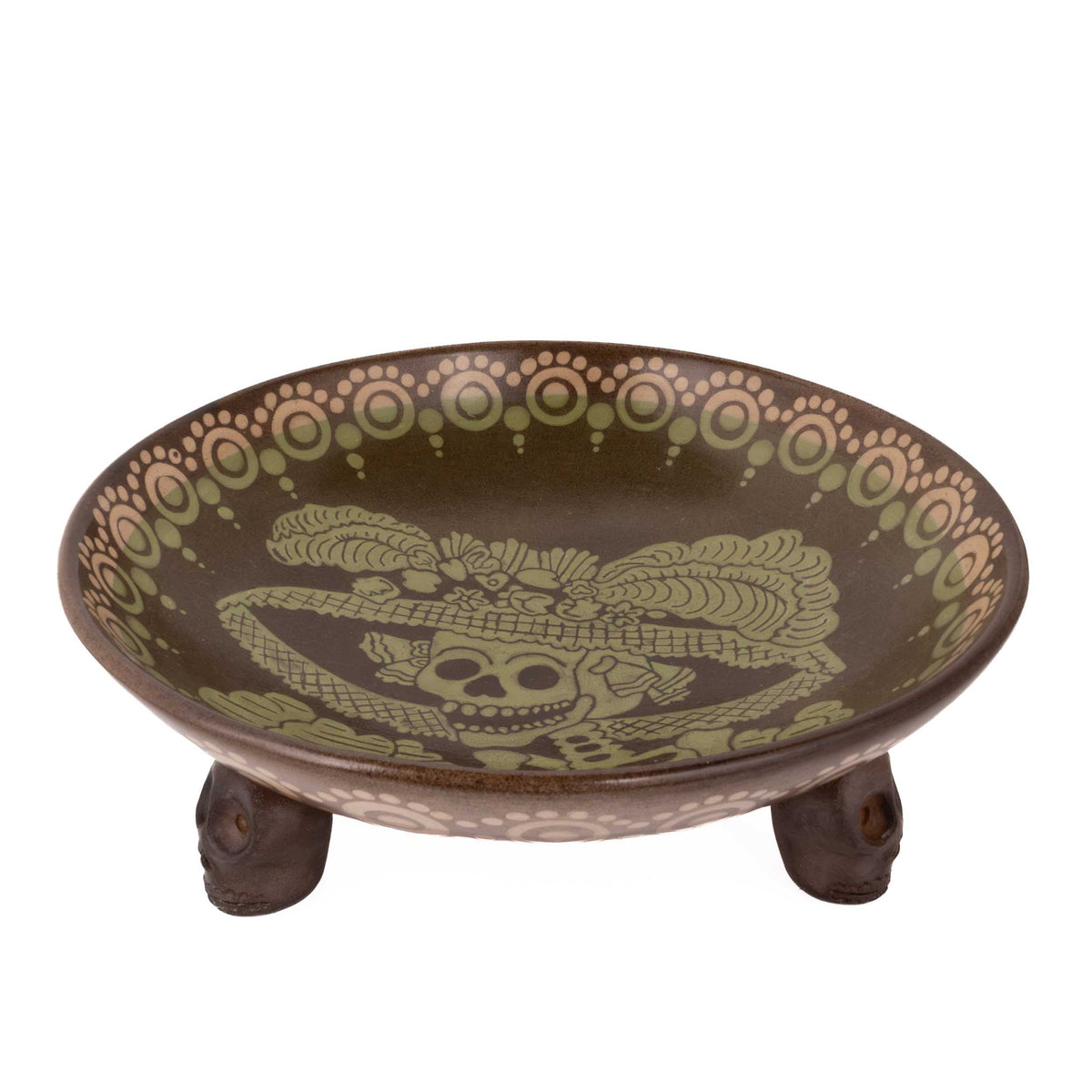 Zinapécuaro La Catrina Ceramic Bowl with Skull Feet