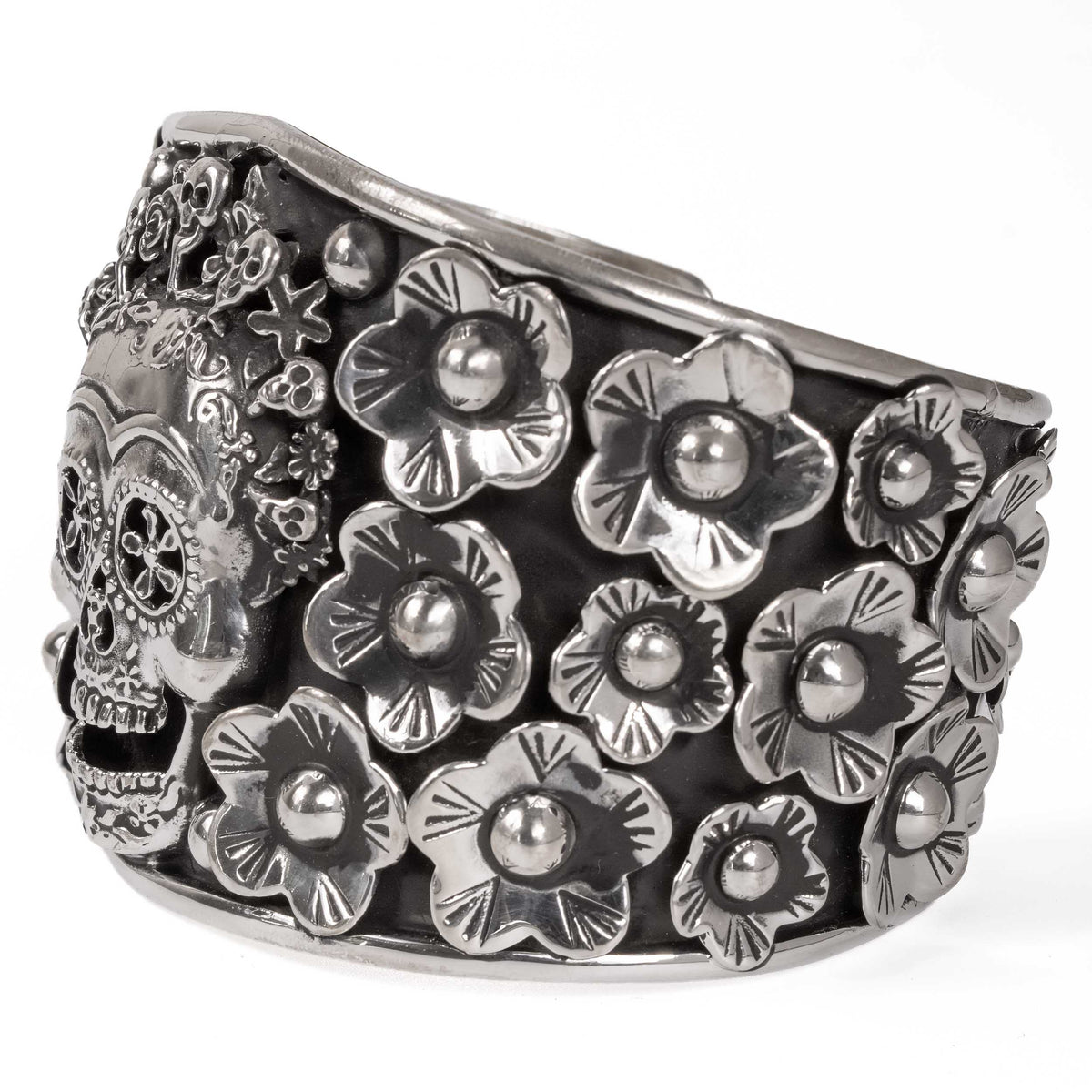 Sterling Silver Calavera Cuff Bracelet