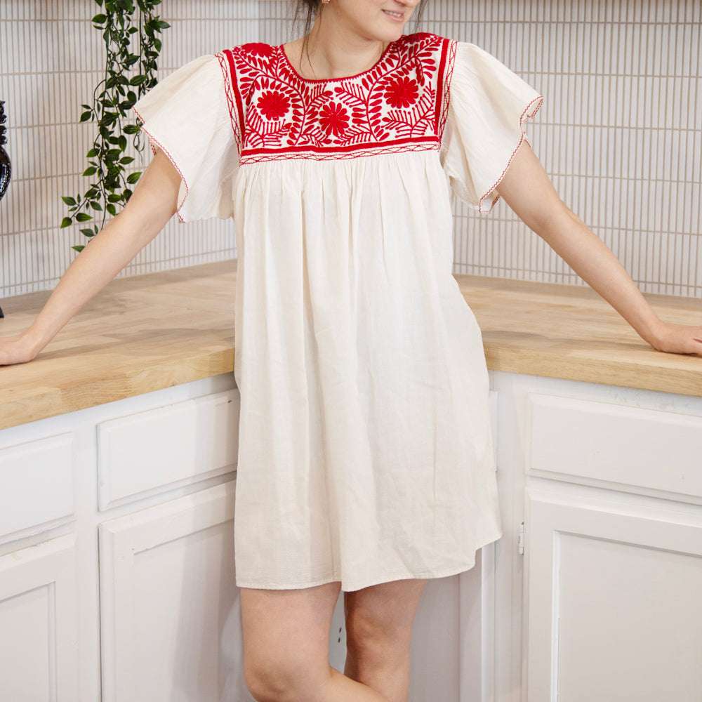 Carranza Short Sleeve Embroidered Dress