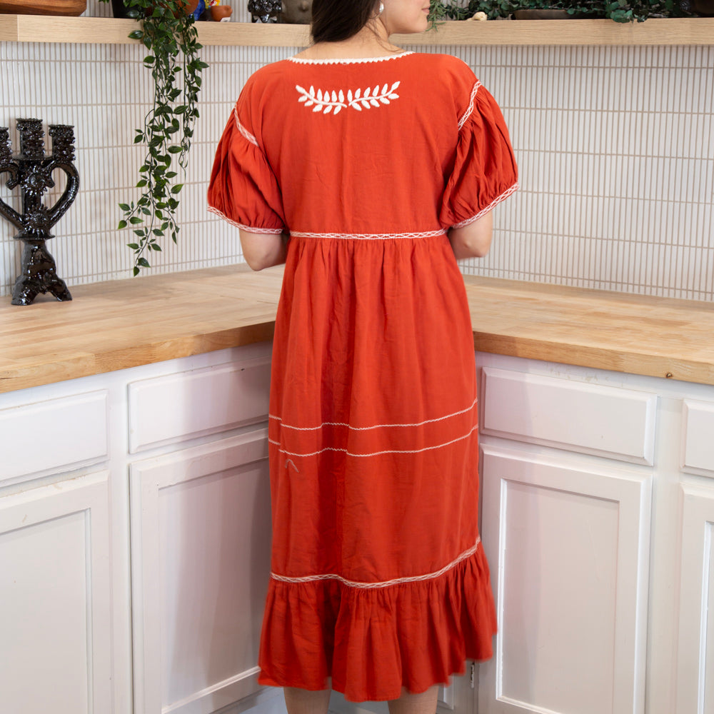 Carranza Short Sleeve Embroidered Dress