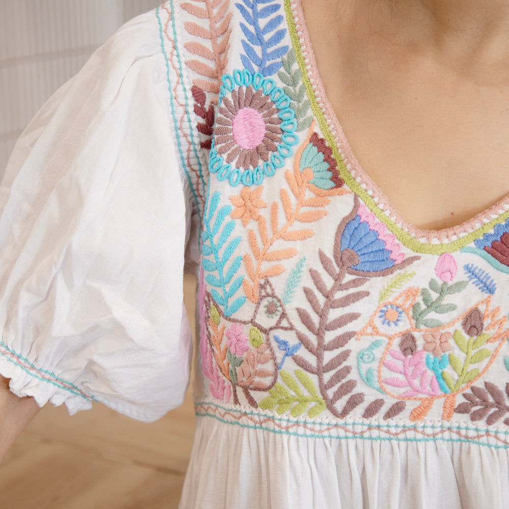 Carranza Short Sleeve Embroidered Dress