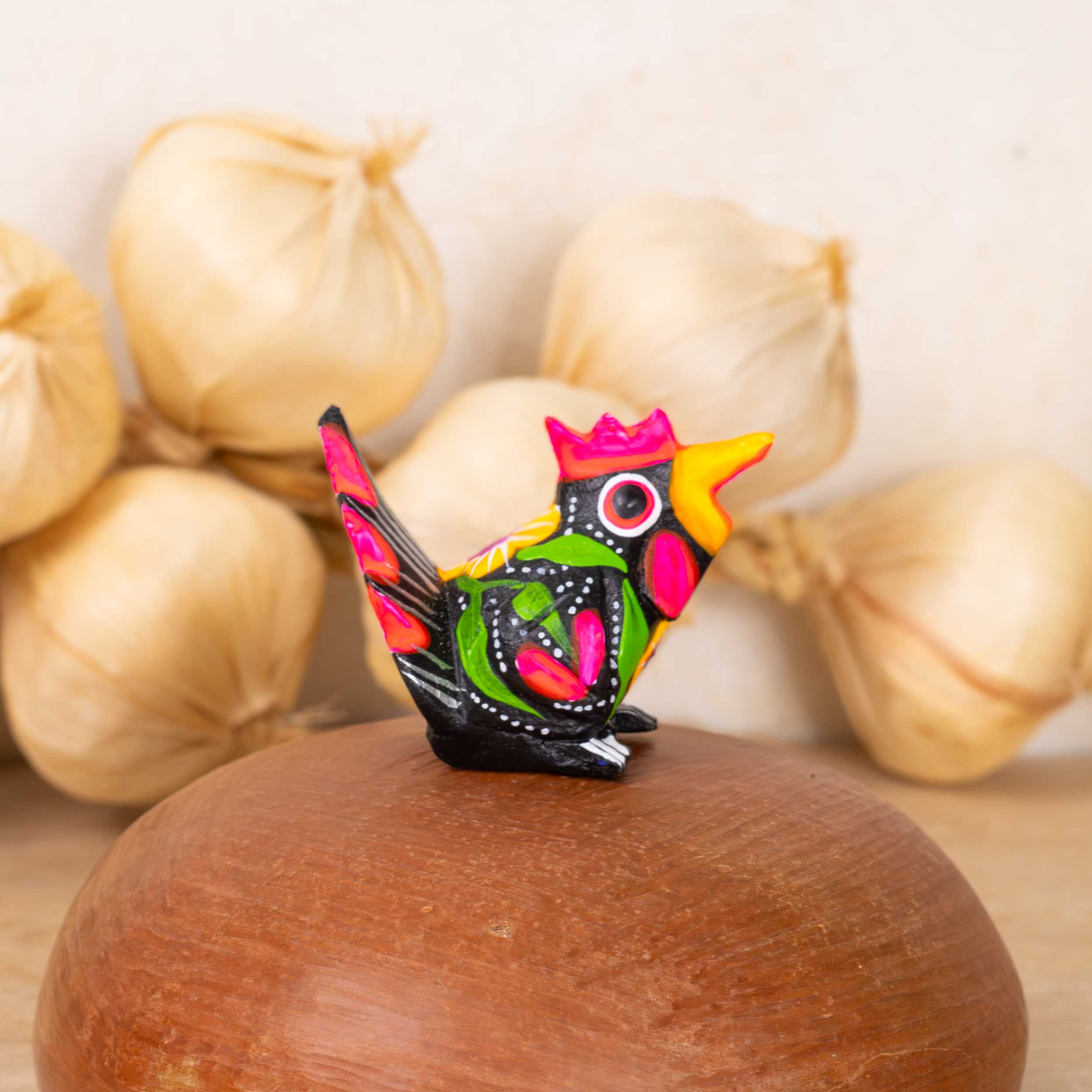 Hand Painted Chicken Wooden Figurine