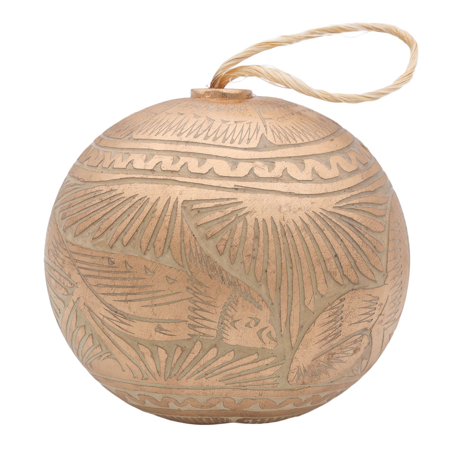 Jícara Natural Hand-Carved Round Christmas Ornament