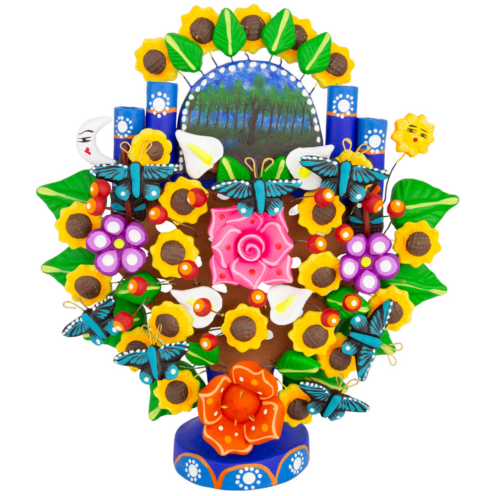 Mexican Tree of Life 1' Clay Sculpture