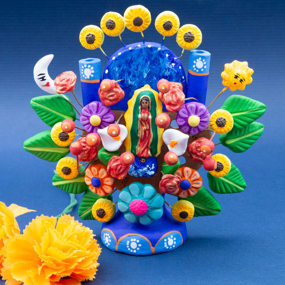 Virgen de Guadalupe Small Tree of Life Clay Sculpture