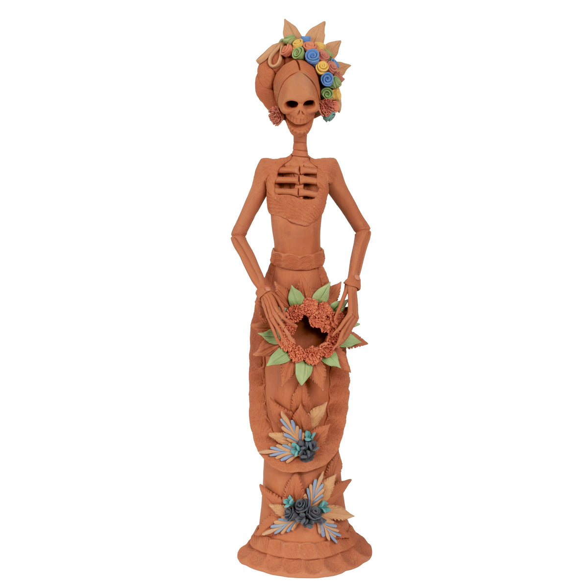 Tall Catrina en Natural From Capula Clay Sculpture