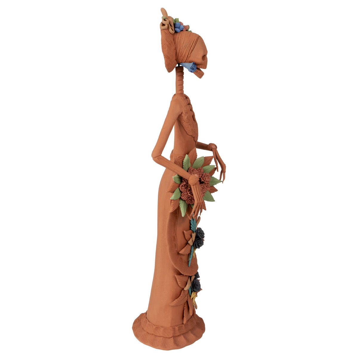 Tall Catrina en Natural From Capula Clay Sculpture