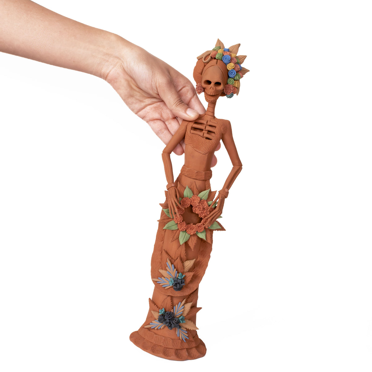 Tall Catrina en Natural From Capula Clay Sculpture