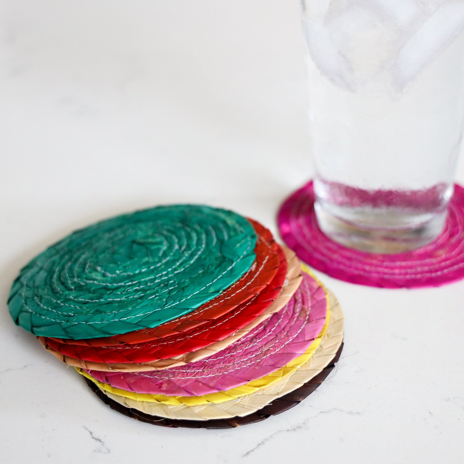 Handwoven Natural Palm Coasters | Lolo Modern Mexican Mercadito