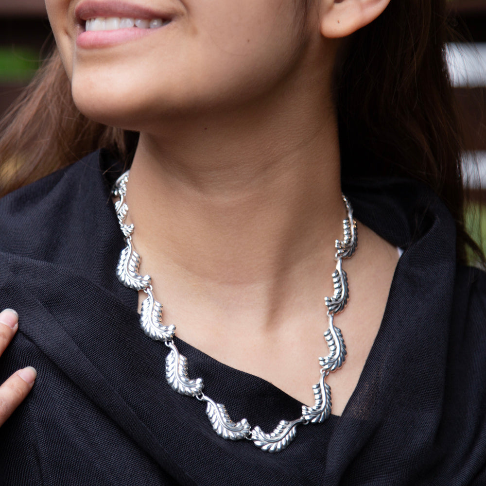 Sterling Silver Dancing Leaves Necklace