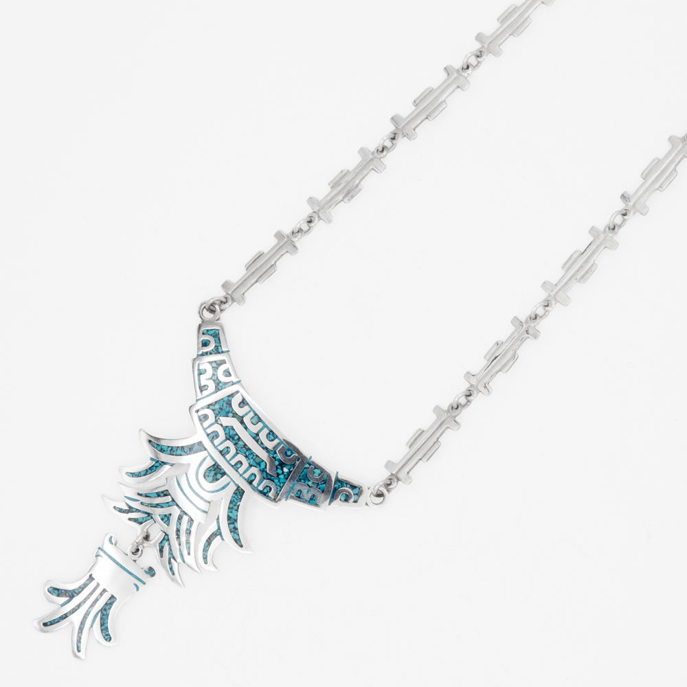 Sterling Silver Stone Keeper Faux Turquoise Necklace