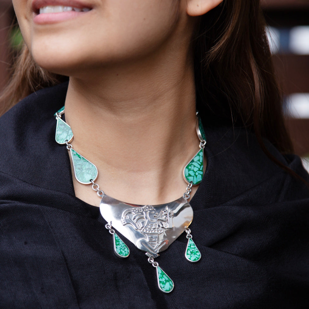 Sterling Silver Malachite Whispers Necklace