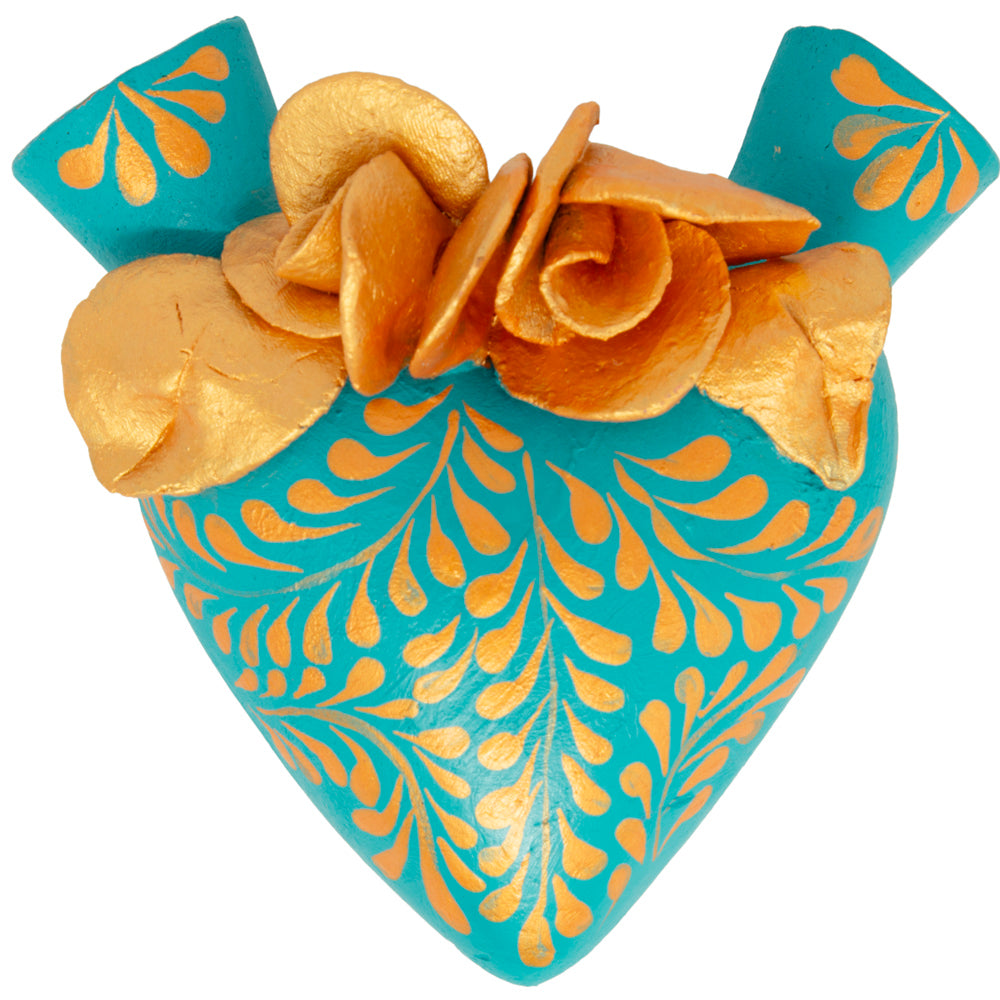 La Flor- Mexican Hand-Painted Hearts | Lolo Mexican Mercadito