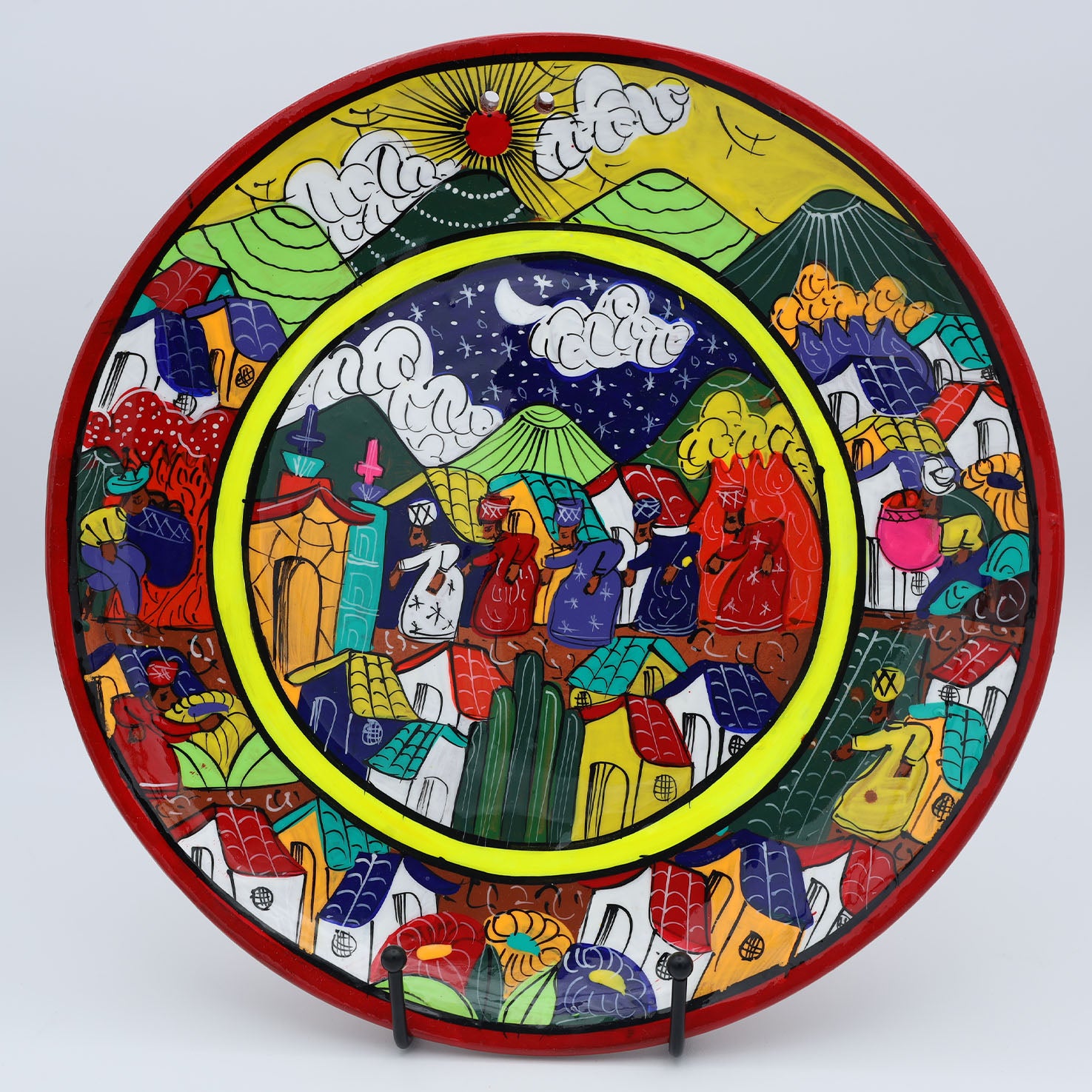 Hand-Painted Xalitla Narrative Clay Plates