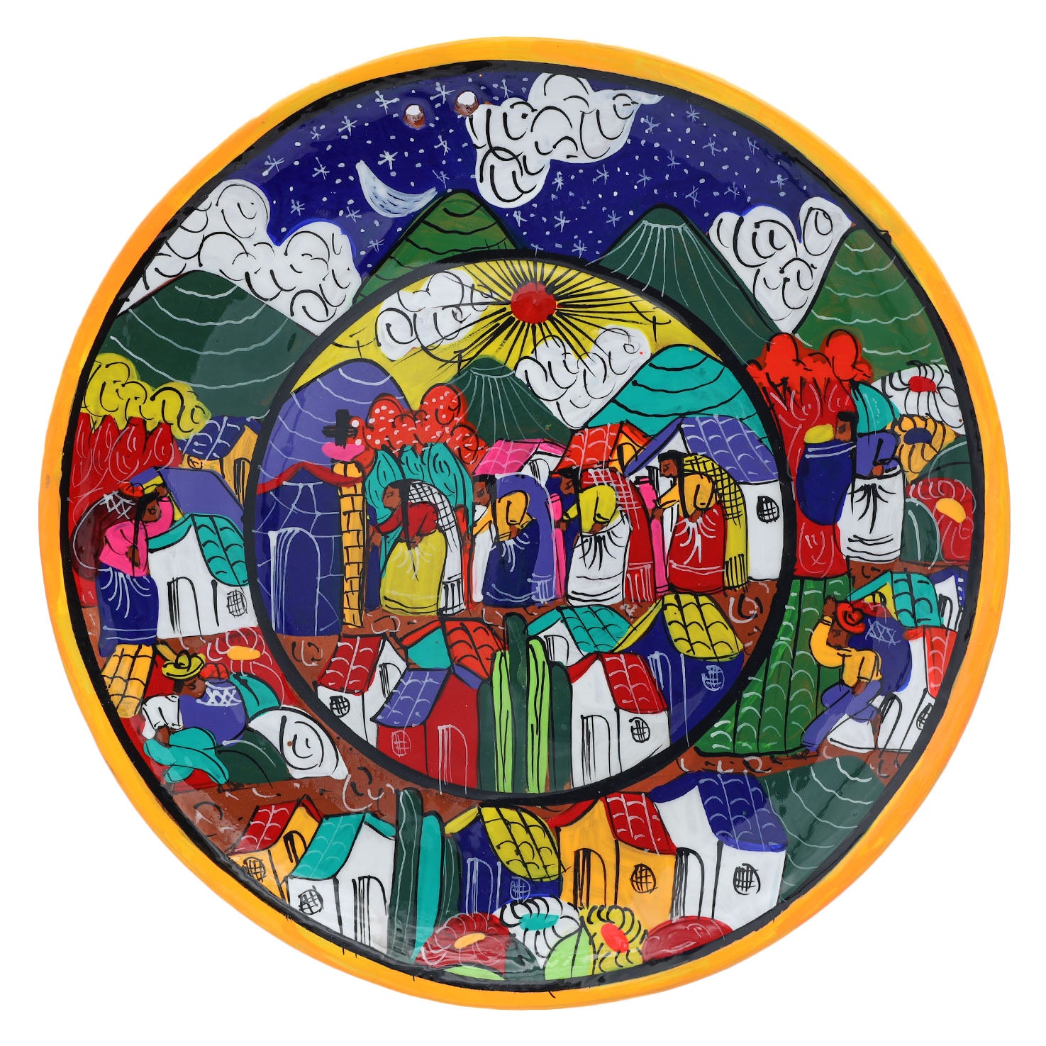 Hand-Painted Xalitla Narrative Clay Plates