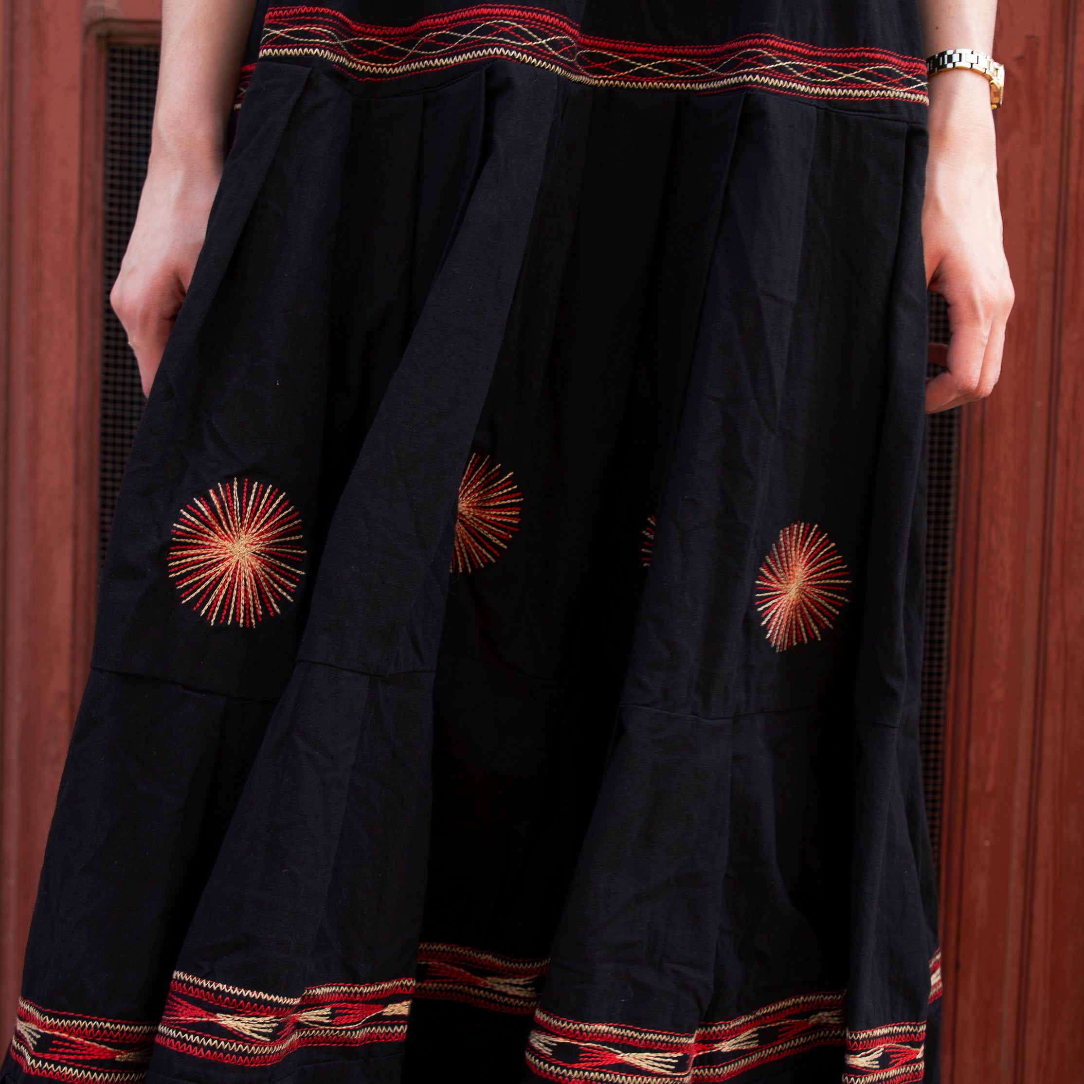 Tzatz Long Tiered Embroidered Dress