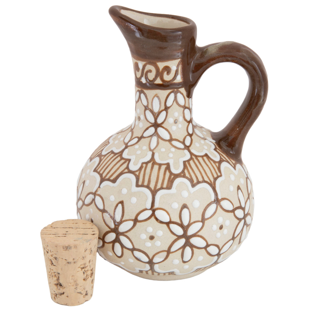 Coyoacán Hand-Painted Ceramic Oil Cruet-Chocolate