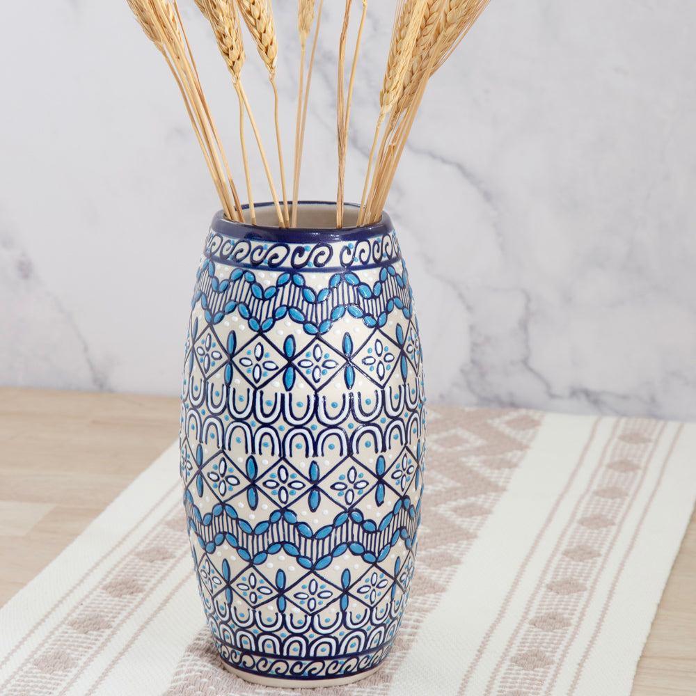 Coyoacán Hand-Painted Cylinder Ceramic Vase