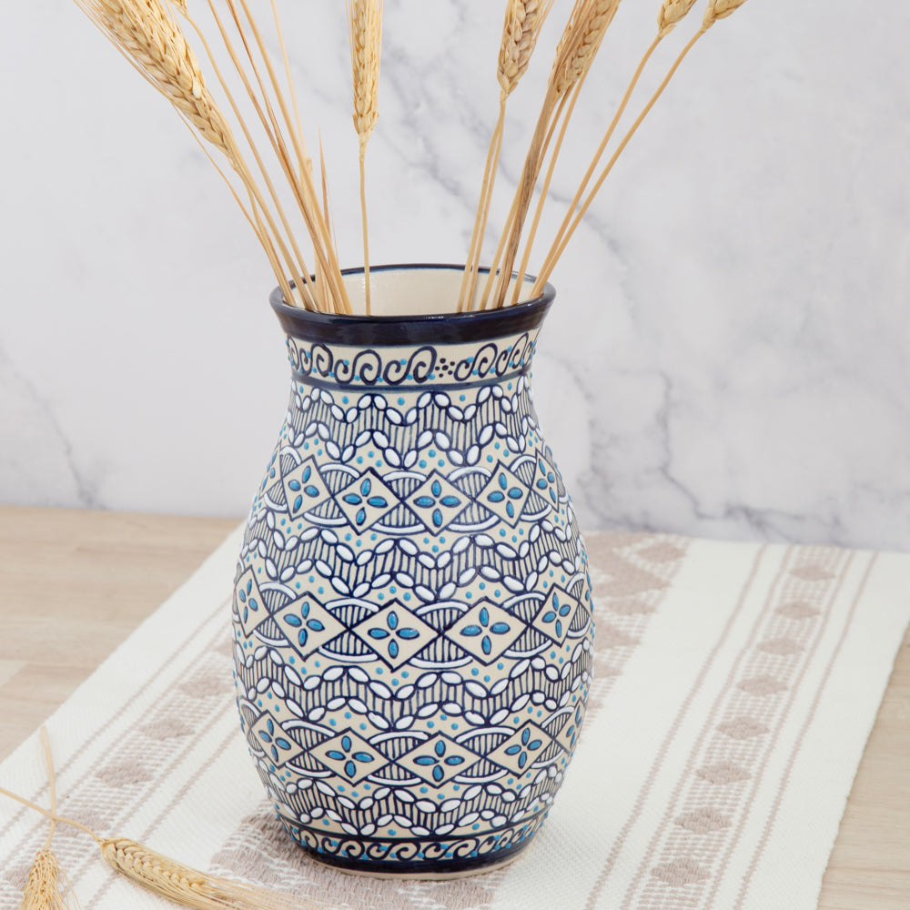 Coyoacán Hand-Painted Wide Opening Ceramic Vase