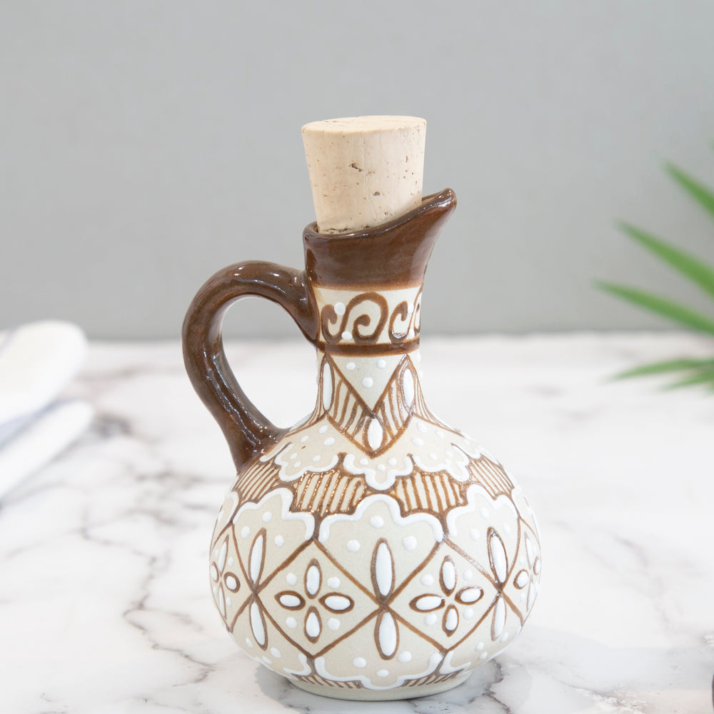 Coyoacán Hand-Painted Ceramic Oil Cruet-Chocolate