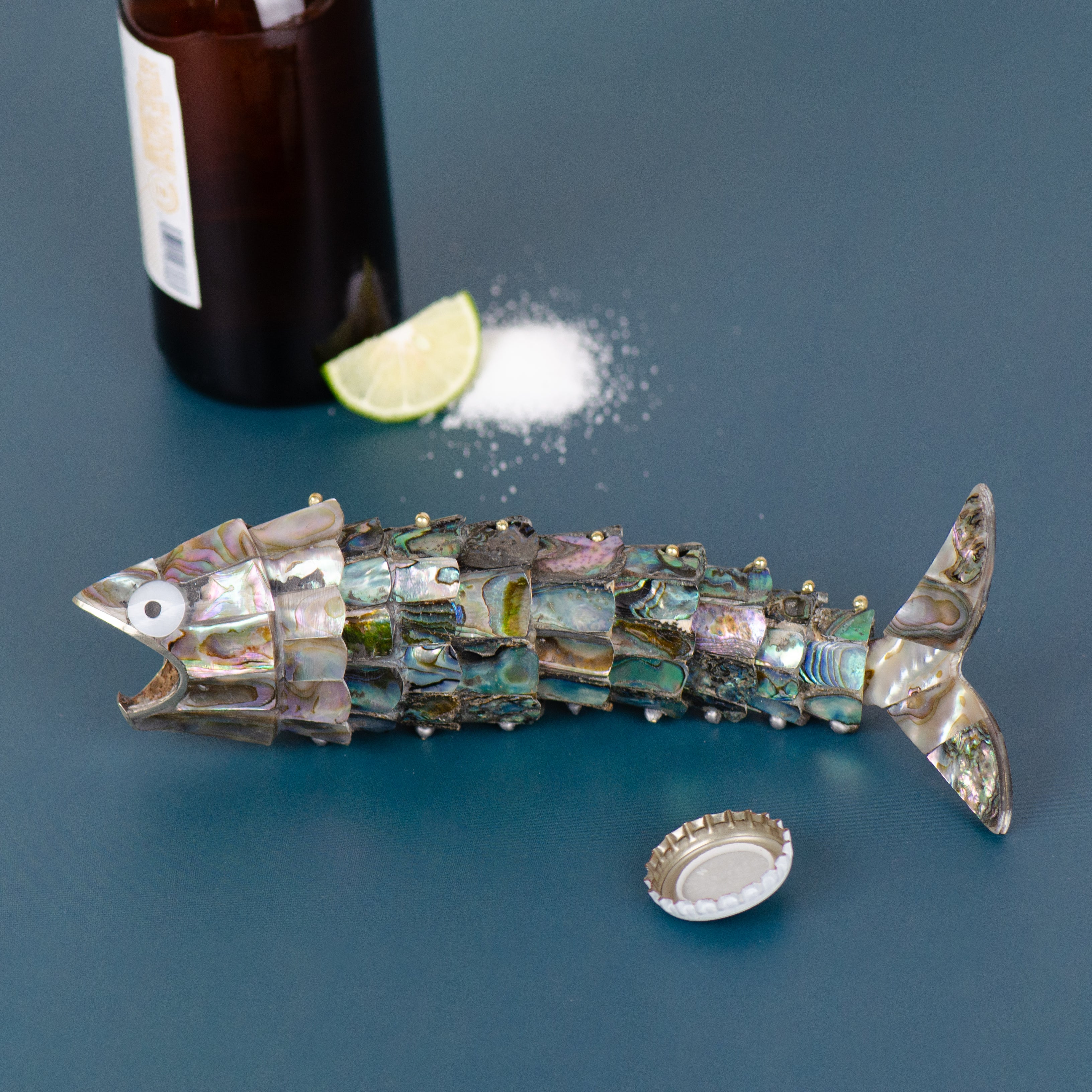 Articulated Abalone Shell Fish Bottle Opener