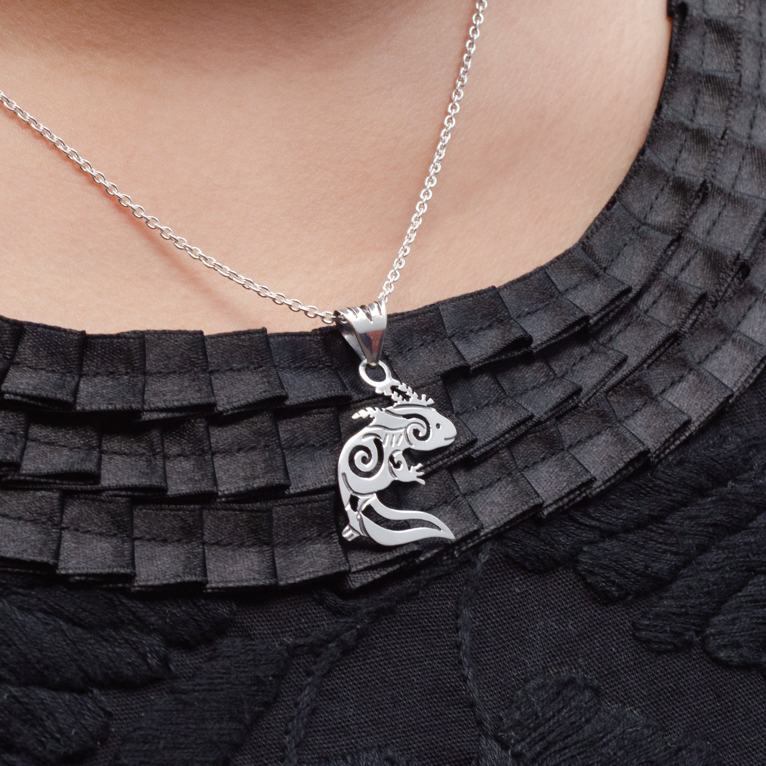 Sterling Silver Delicate Axolotl Pendant