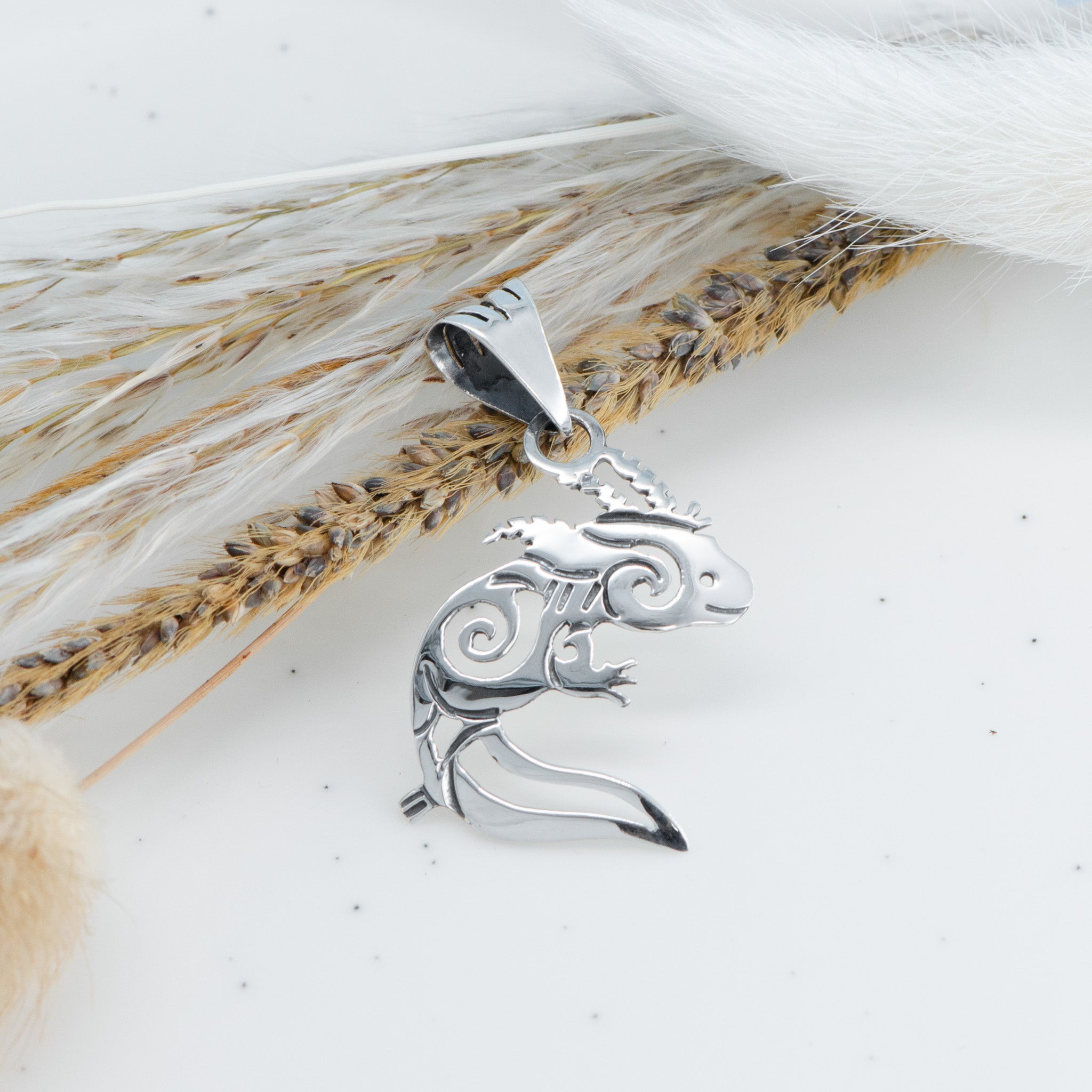 Sterling Silver Delicate Axolotl Pendant