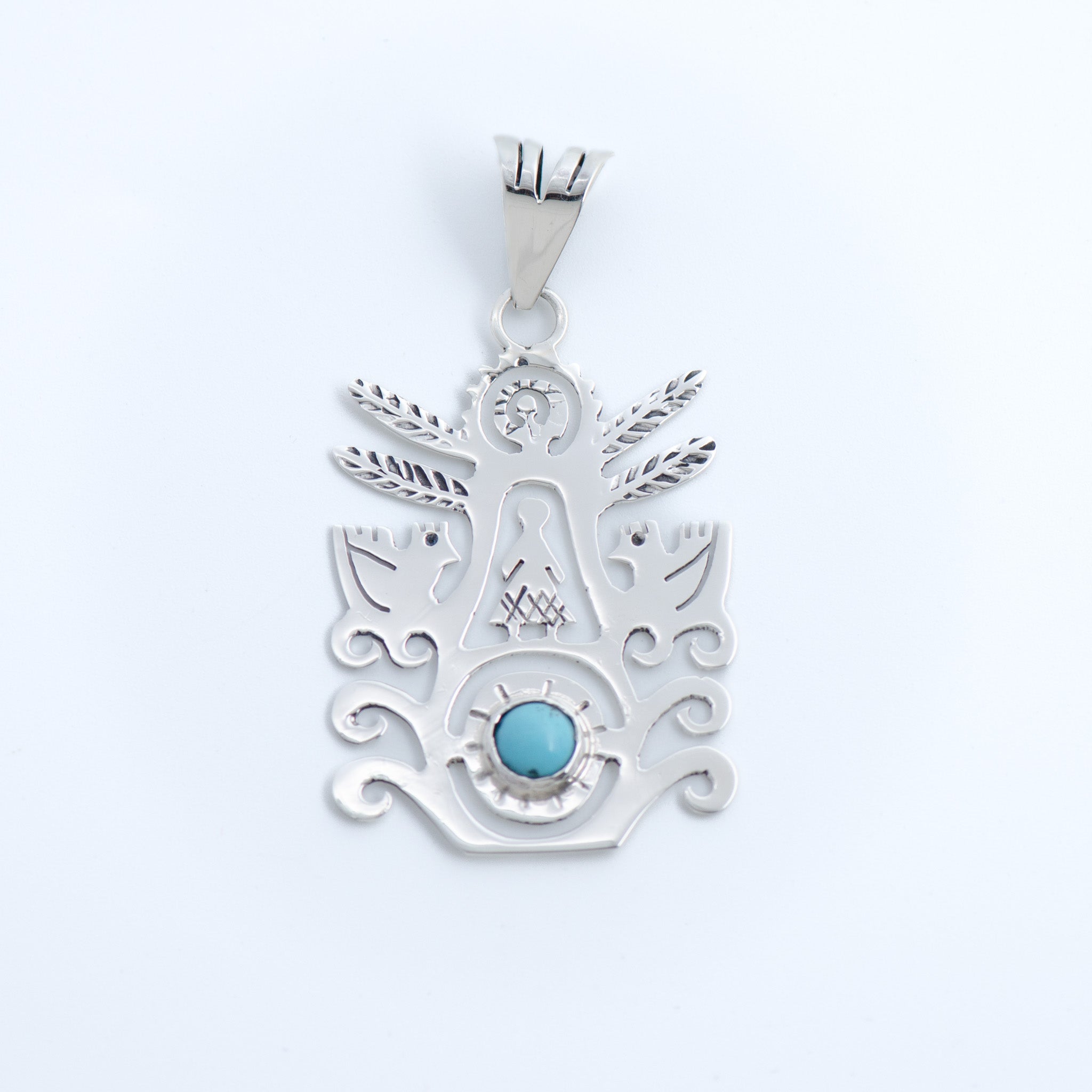 Sterling Silver Eternal Blue Tree of Life Pendant