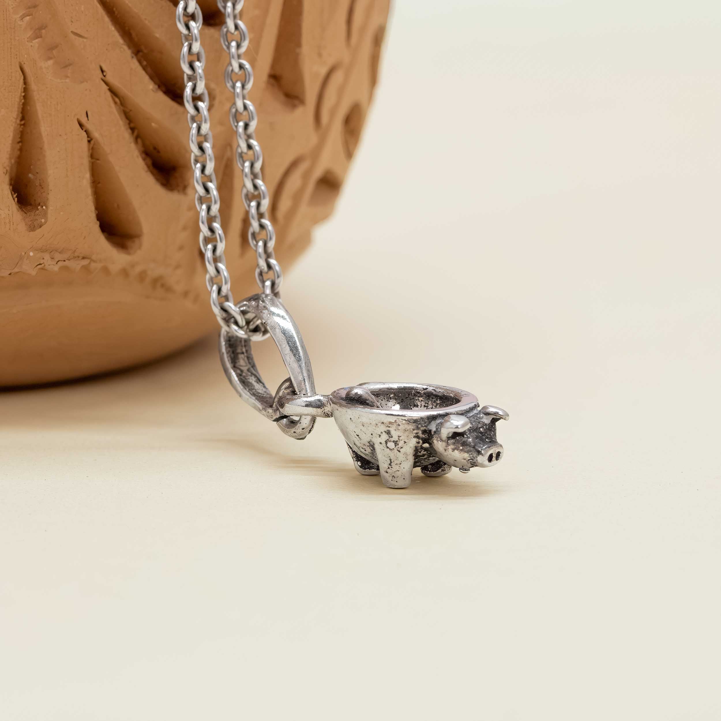 Sterling Silver Cochinito Molcajete Pendant