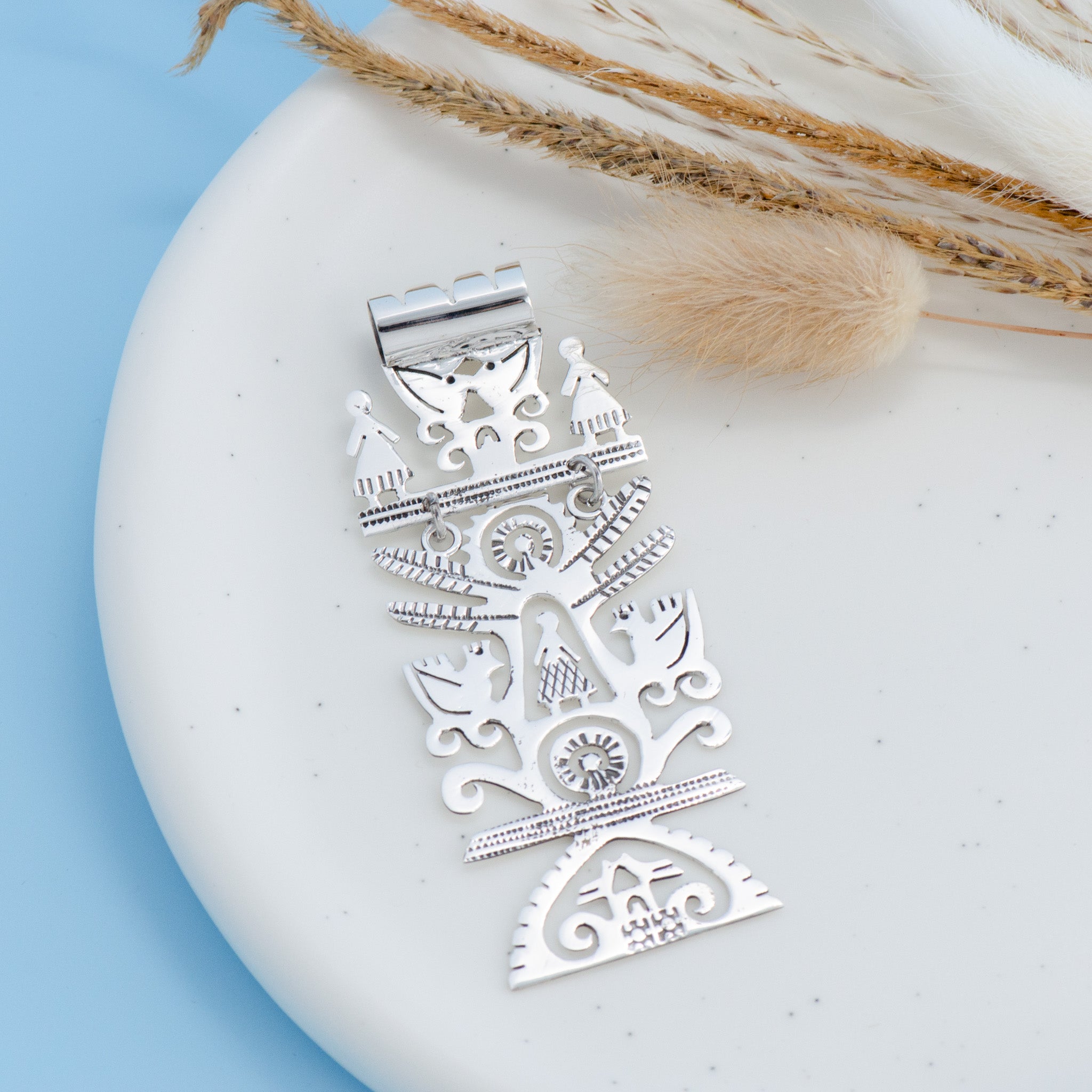 Sterling Silver Roots and Life Large Pendant