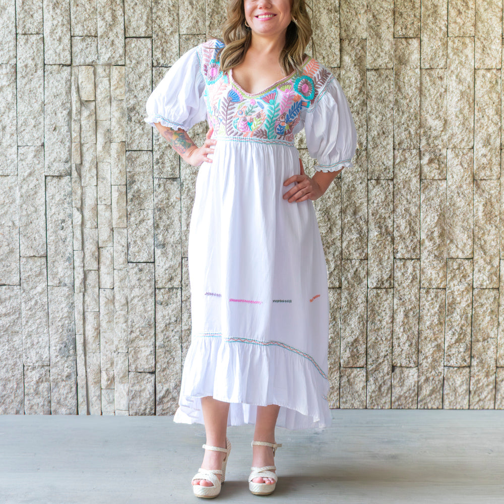 Carranza Short Sleeve Embroidered Dress