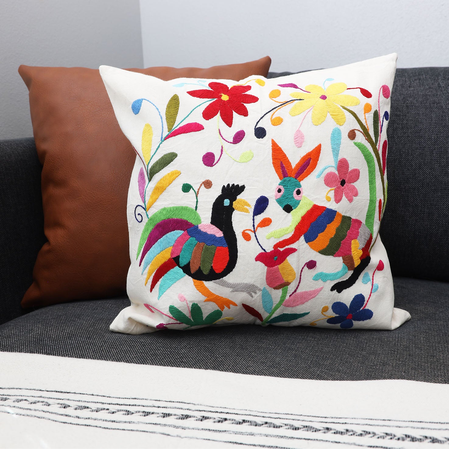 Otomí Hand-Embroidered Pillow Covers