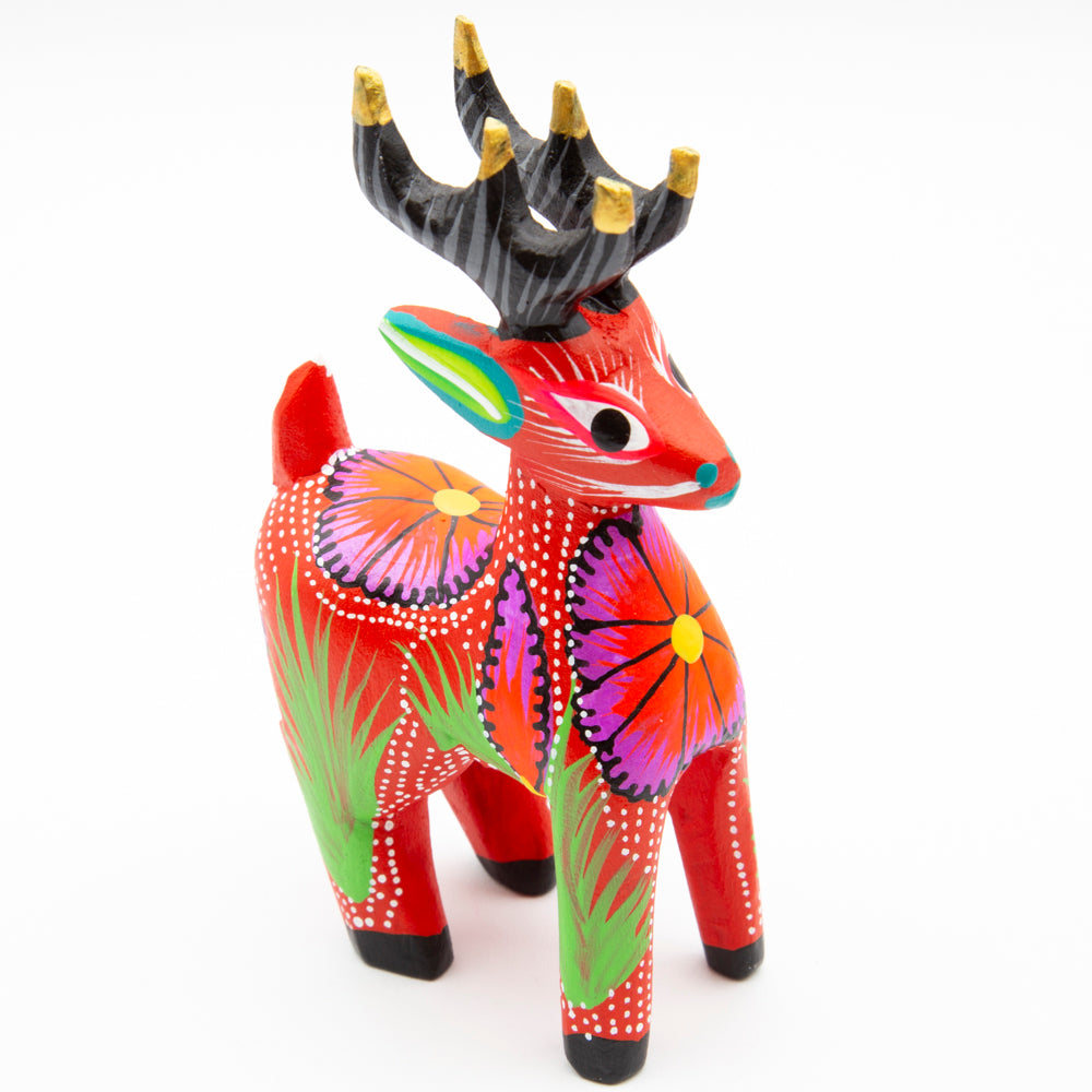 Large Hand Painted Deer Wooden Figurine