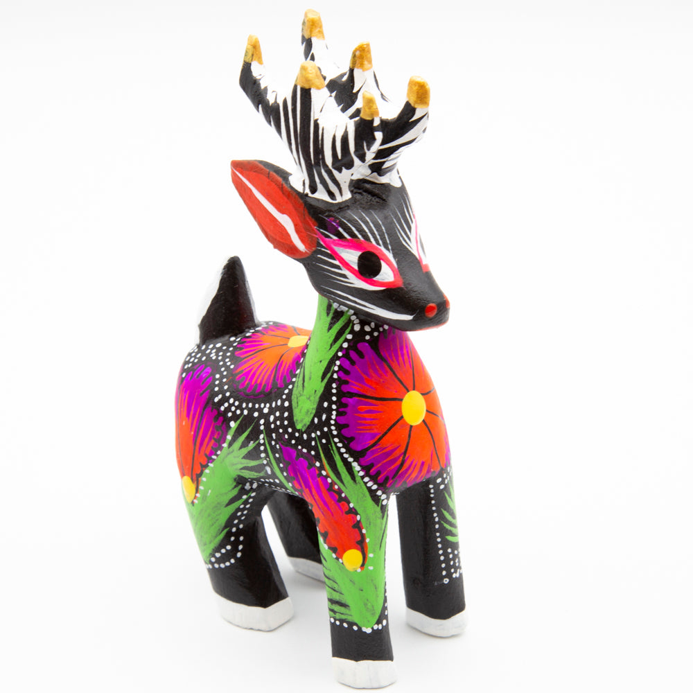 Large Hand Painted Deer Wooden Figurine