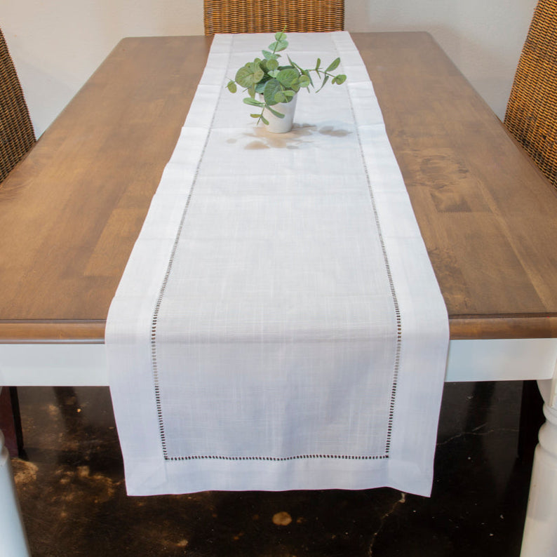 Fresh Linen Deshilado Table Runner
