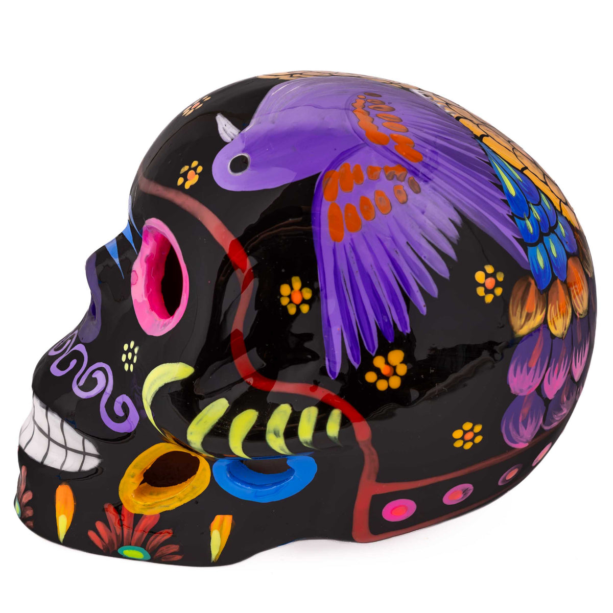 Hand-Painted Cempasuchil Lolo Limited Edition Clay Sugar Skulls