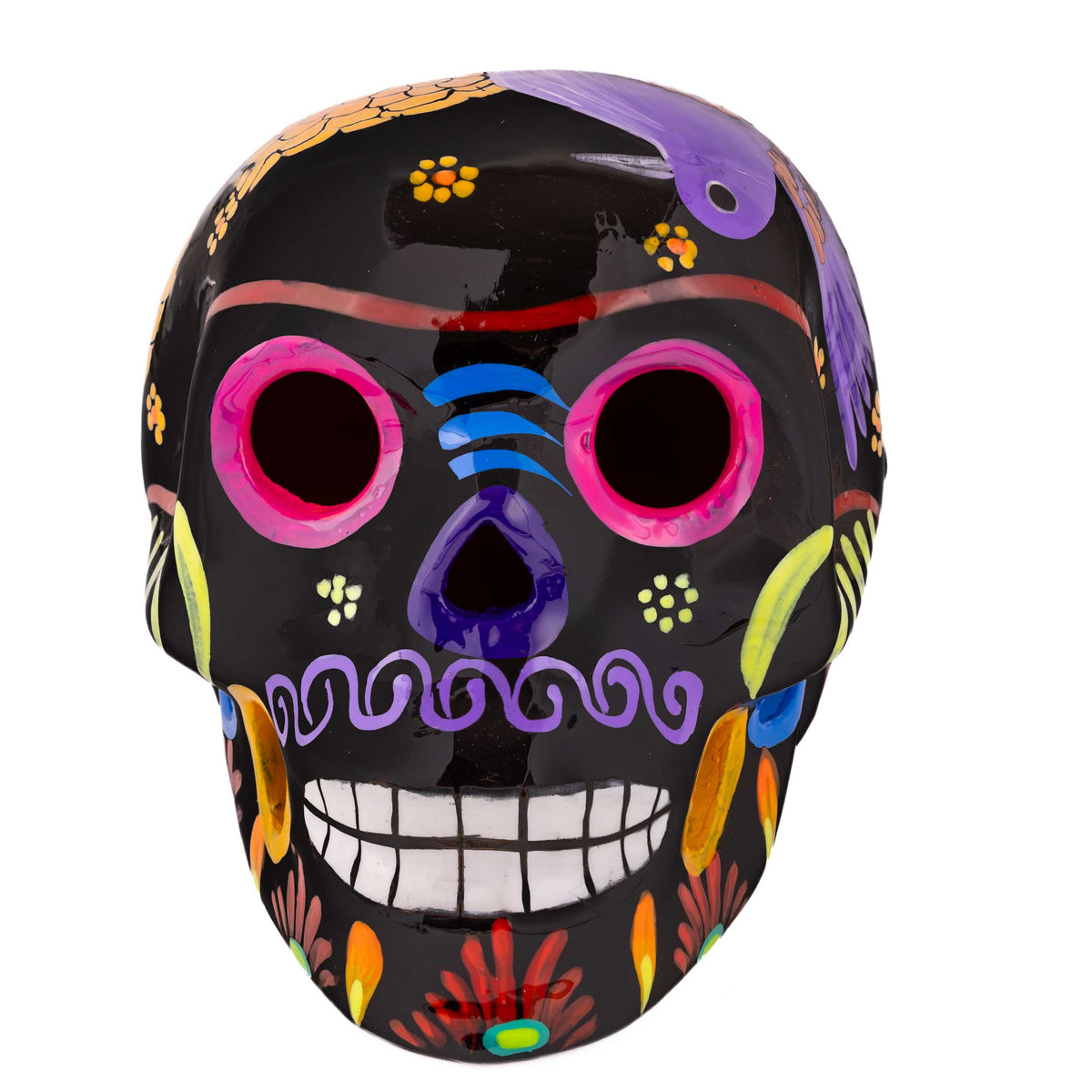 Hand-Painted Cempasuchil Lolo Limited Edition Clay Sugar Skulls