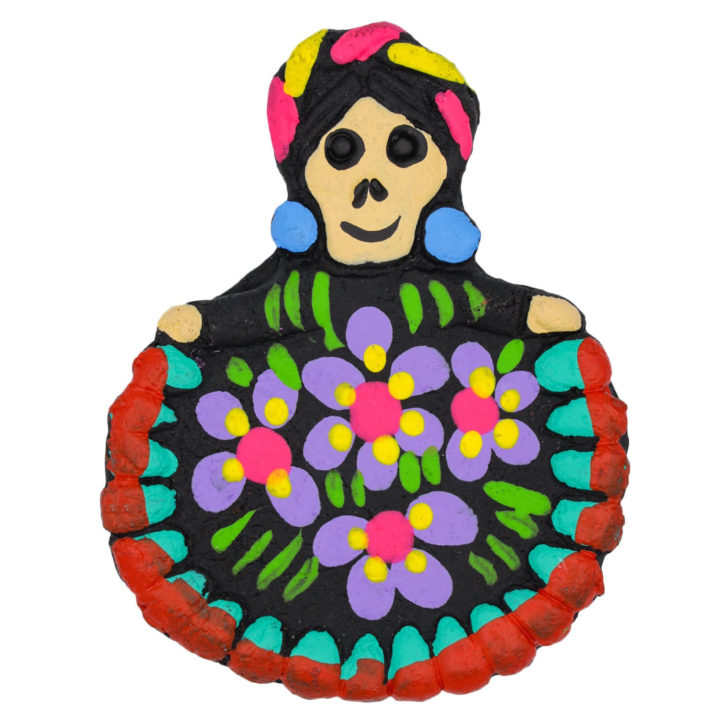 Clay Calavera Skull Folklorico Dancer Magnet | Lolo Mercadito